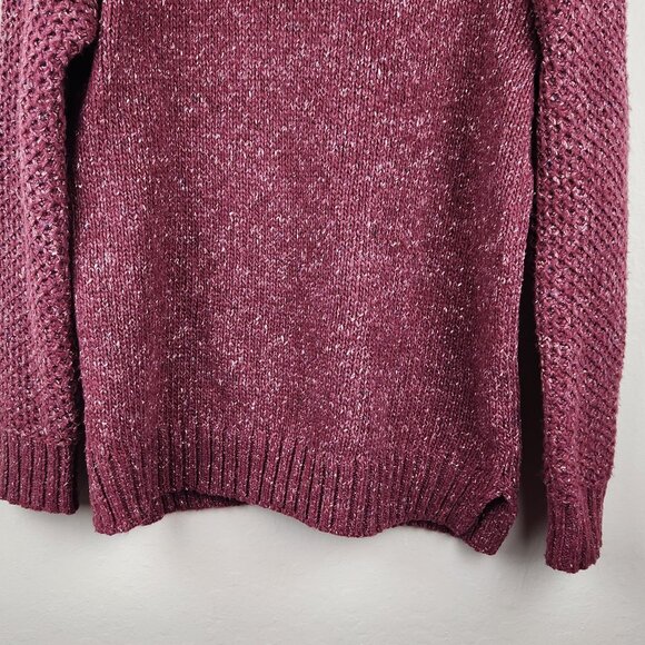 Prana Ibid Chunky Knit Wool Silk Blend Mockneck Tunic Sweater sz M - Picture 4 of 13